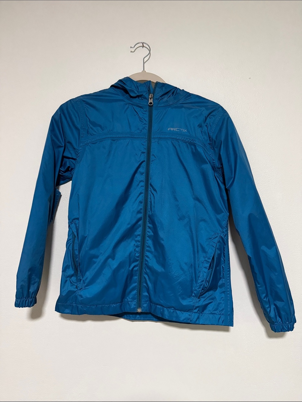 Arctix Kid's Teal Blue Packable Hooded Windbreaker Youth M